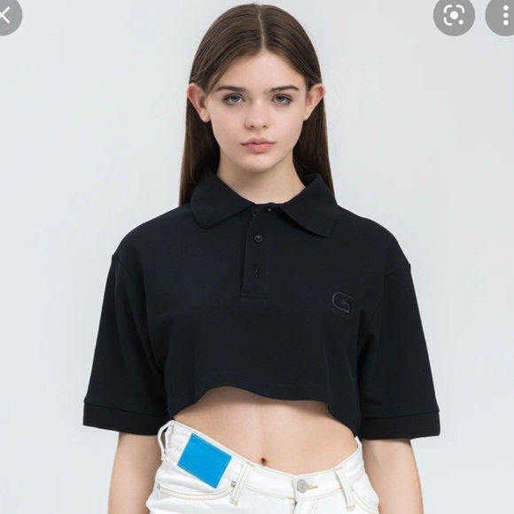 Guizio black cropped polo - Picture 1 of 3